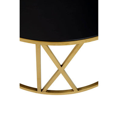 Orsina Alana Round Coffee Table – Brushed Gold & Black Tempered Glass