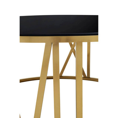 Orsina Alana Round Coffee Table – Brushed Gold & Black Tempered Glass