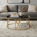 Orsina Alana Round Coffee Table – Brushed Gold & Black Tempered Glass