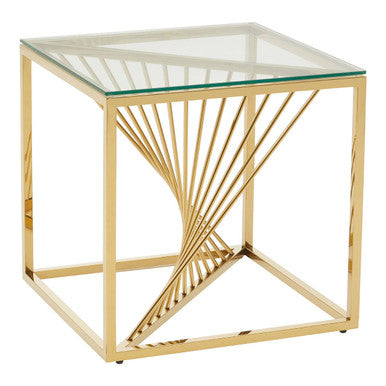 Orsina Amella Gold Glass End Table – Square Tempered Side Table