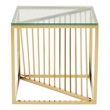 Orsina Amella Gold Glass End Table – Square Tempered Side Table