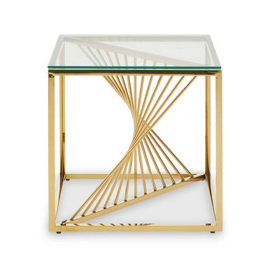 Orsina Amella Gold Glass End Table – Square Tempered Side Table