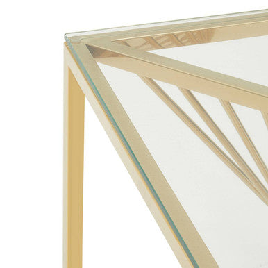 Orsina Amella Gold Glass End Table – Square Tempered Side Table