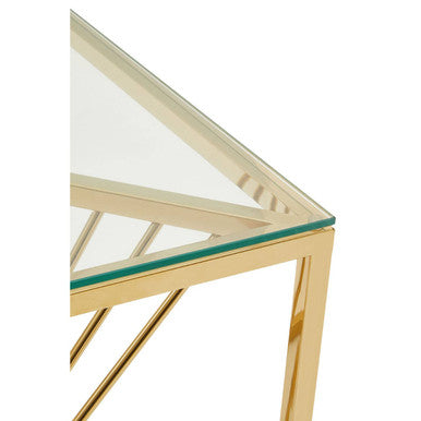 Orsina Amella Gold Glass End Table – Square Tempered Side Table