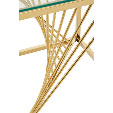 Orsina Amella Gold Glass End Table – Square Tempered Side Table