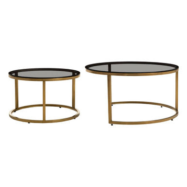 Orsina Alana Nesting Coffee Tables | Black Glass & Brushed Gold