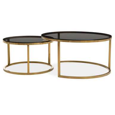 Orsina Alana Nesting Coffee Tables | Black Glass & Brushed Gold