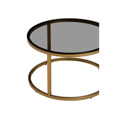 Orsina Alana Nesting Coffee Tables | Black Glass & Brushed Gold