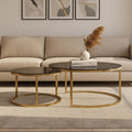 Orsina Alana Nesting Coffee Tables | Black Glass & Brushed Gold