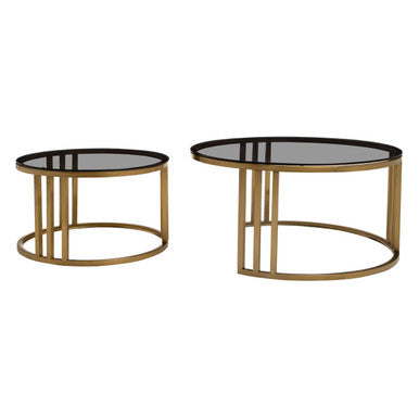 Orsina Alana Nesting Coffee Tables | Round Tinted Glass & Brushed Gold