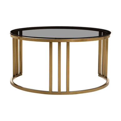 Orsina Alana Nesting Coffee Tables | Round Tinted Glass & Brushed Gold