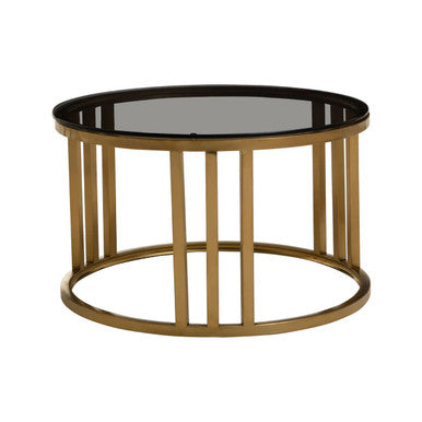 Orsina Alana Nesting Coffee Tables | Round Tinted Glass & Brushed Gold