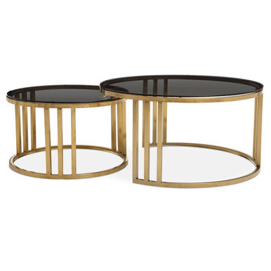 Orsina Alana Nesting Coffee Tables | Round Tinted Glass & Brushed Gold