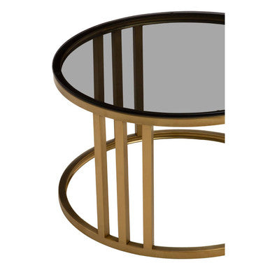 Orsina Alana Nesting Coffee Tables | Round Tinted Glass & Brushed Gold
