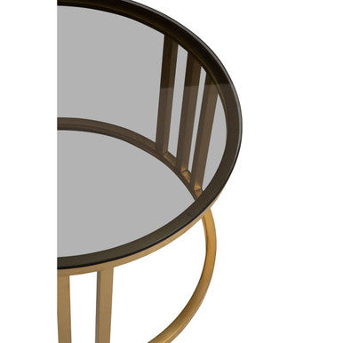 Orsina Alana Nesting Coffee Tables | Round Tinted Glass & Brushed Gold