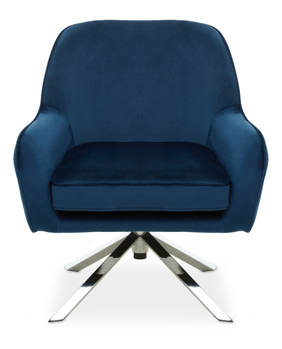 Orsina Avery Midnight Blue Velvet Swivel Chair – Modern Accent Seating
