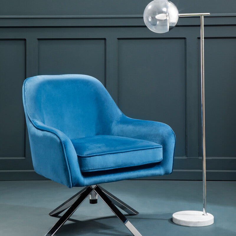 Orsina Avery Midnight Blue Velvet Swivel Chair – Modern Accent Seating