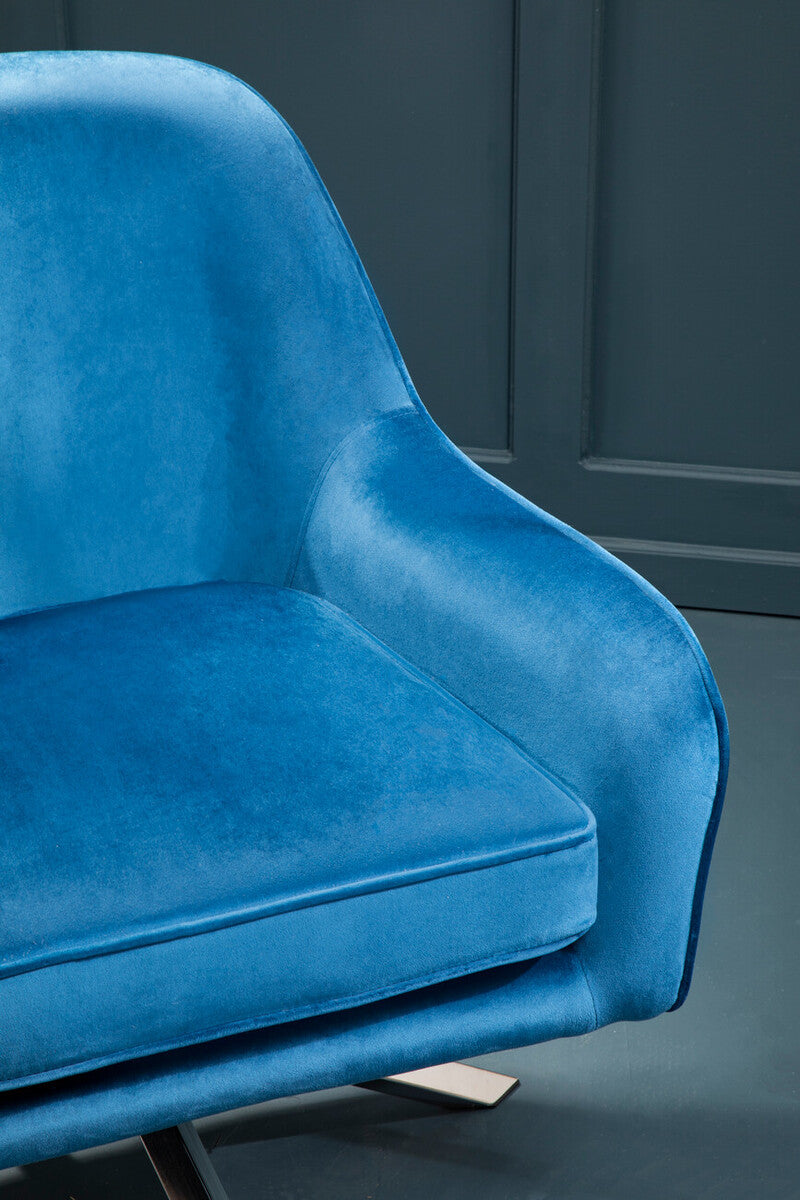 Orsina Avery Midnight Blue Velvet Swivel Chair – Modern Accent Seating