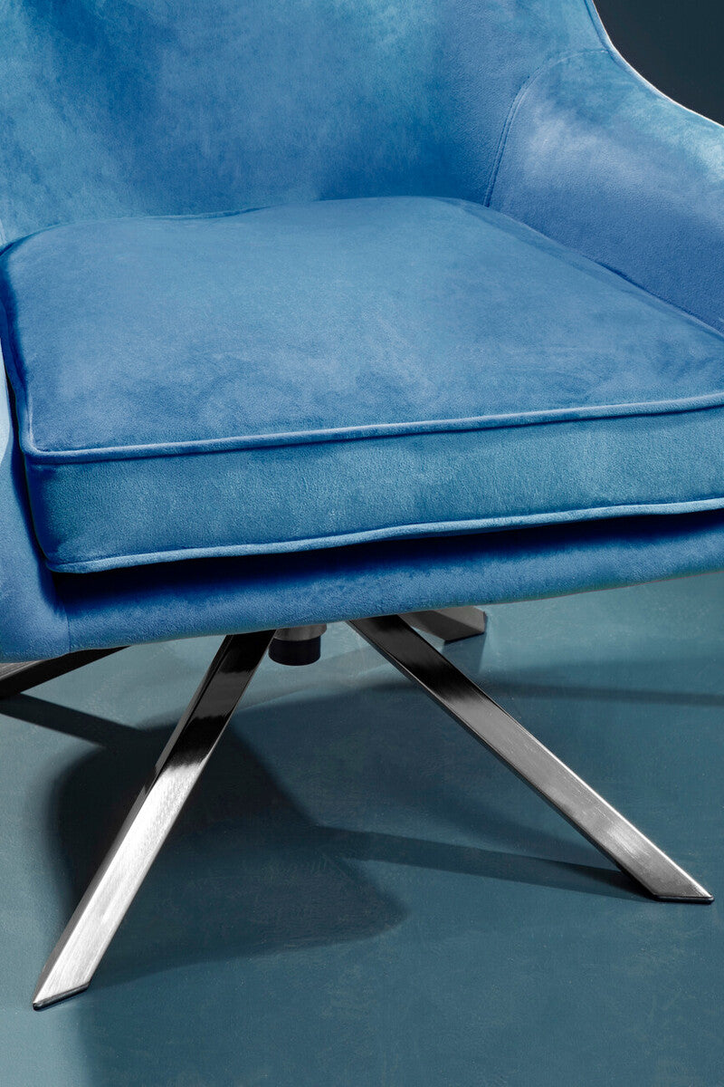 Orsina Avery Midnight Blue Velvet Swivel Chair – Modern Accent Seating