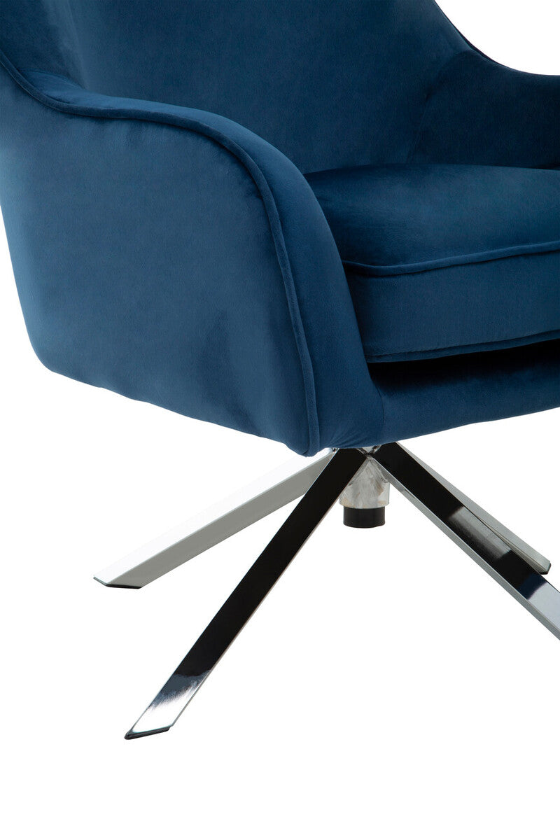 Orsina Avery Midnight Blue Velvet Swivel Chair – Modern Accent Seating