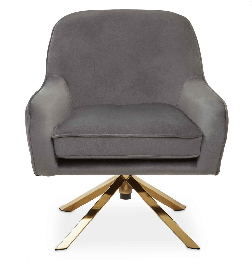 Orsina Avery Grey Velvet Swivel Chair | Modern Upholstered Accent Chair