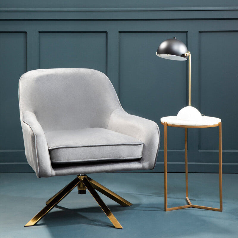 Orsina Avery Grey Velvet Swivel Chair | Modern Upholstered Accent Chair