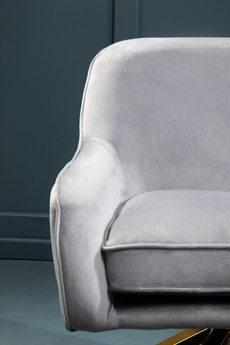 Orsina Avery Grey Velvet Swivel Chair | Modern Upholstered Accent Chair