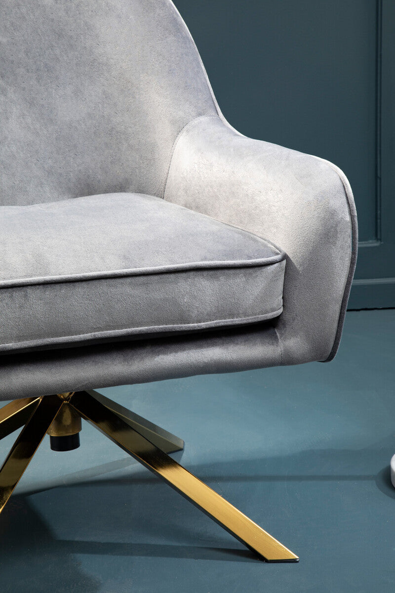 Orsina Avery Grey Velvet Swivel Chair | Modern Upholstered Accent Chair