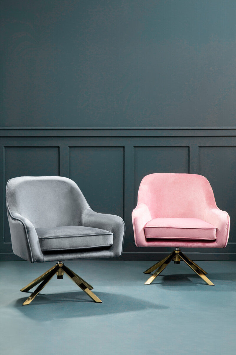 Orsina Avery Grey Velvet Swivel Chair | Modern Upholstered Accent Chair