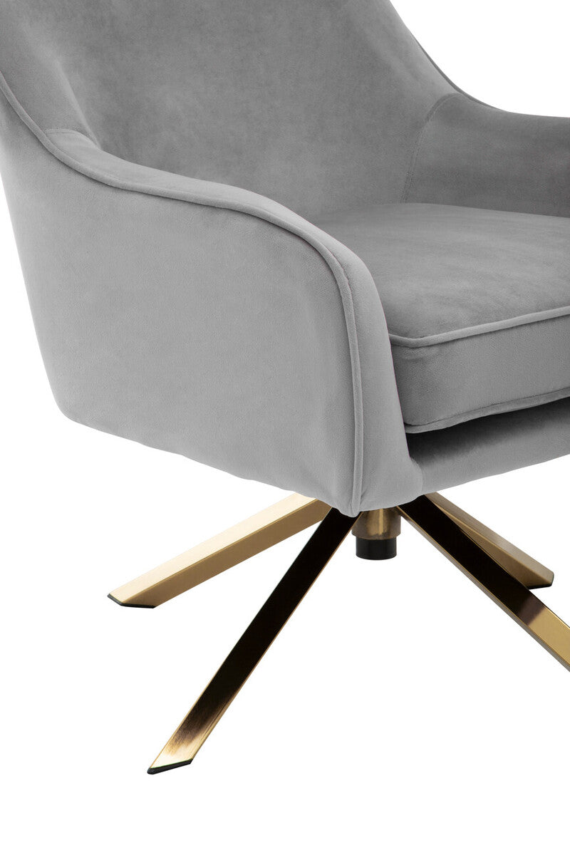 Orsina Avery Grey Velvet Swivel Chair | Modern Upholstered Accent Chair