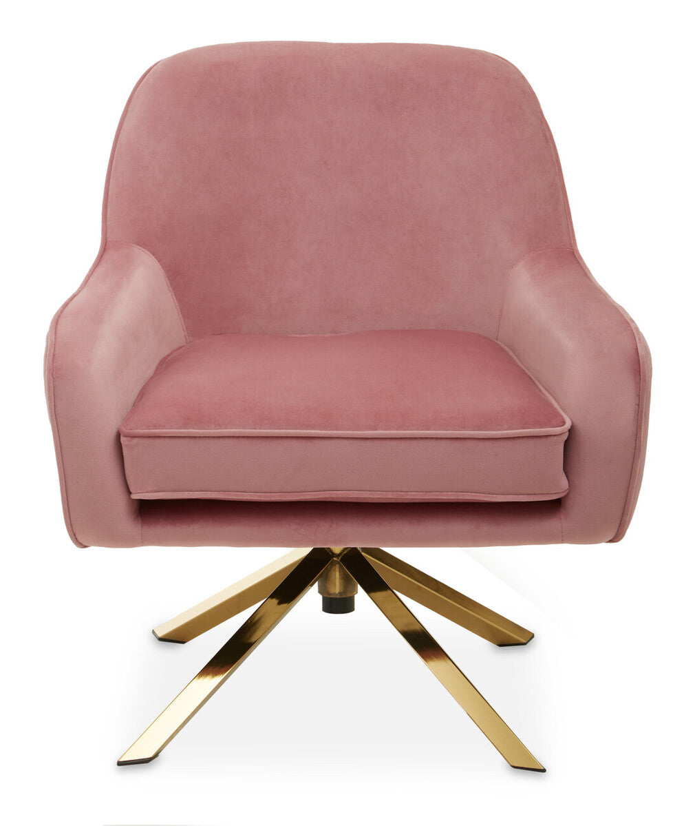 Orsina Avery Pink Velvet Swivel Chair | Modern Upholstered Accent Seat
