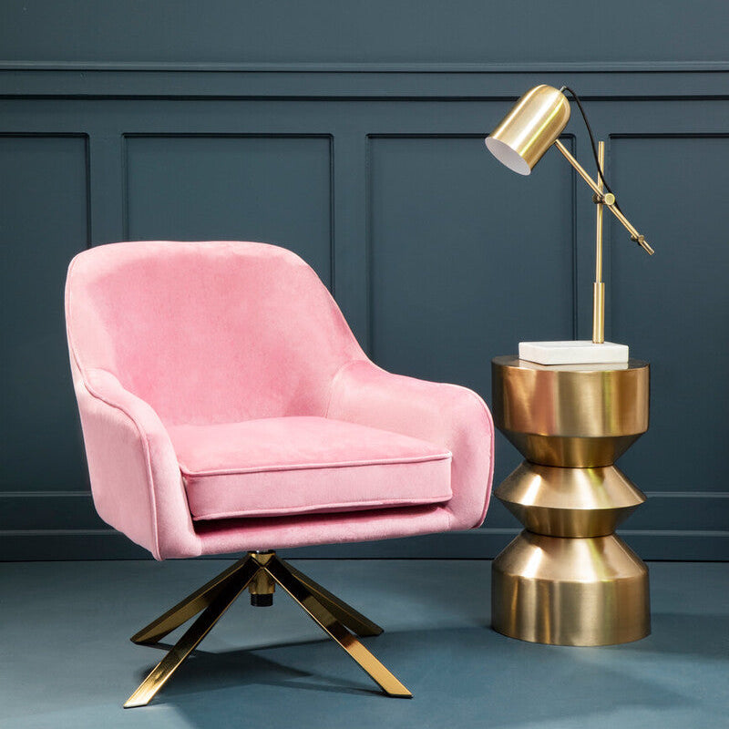 Orsina Avery Pink Velvet Swivel Chair | Modern Upholstered Accent Seat