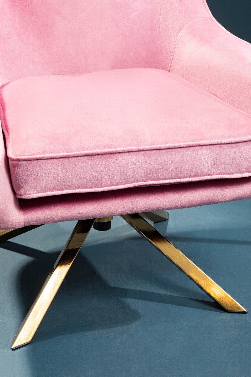 Orsina Avery Pink Velvet Swivel Chair | Modern Upholstered Accent Seat