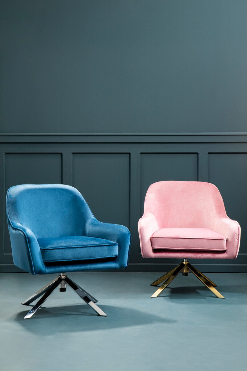 Orsina Avery Pink Velvet Swivel Chair | Modern Upholstered Accent Seat