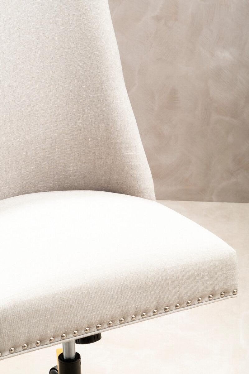 Orsina Washington Swivel Home Office Chair – Natural Fabric & Wood