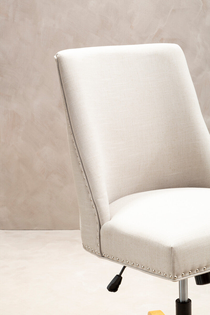 Orsina Washington Swivel Home Office Chair – Natural Fabric & Wood