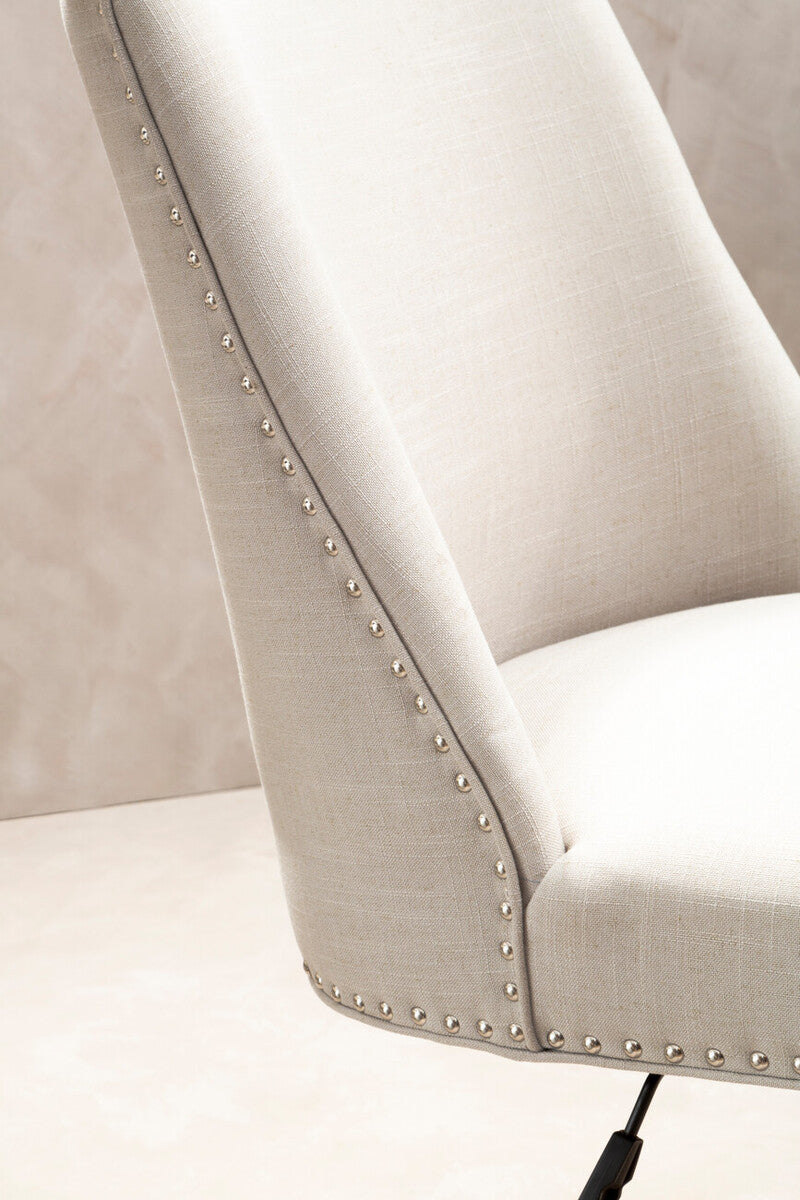 Orsina Washington Swivel Home Office Chair – Natural Fabric & Wood