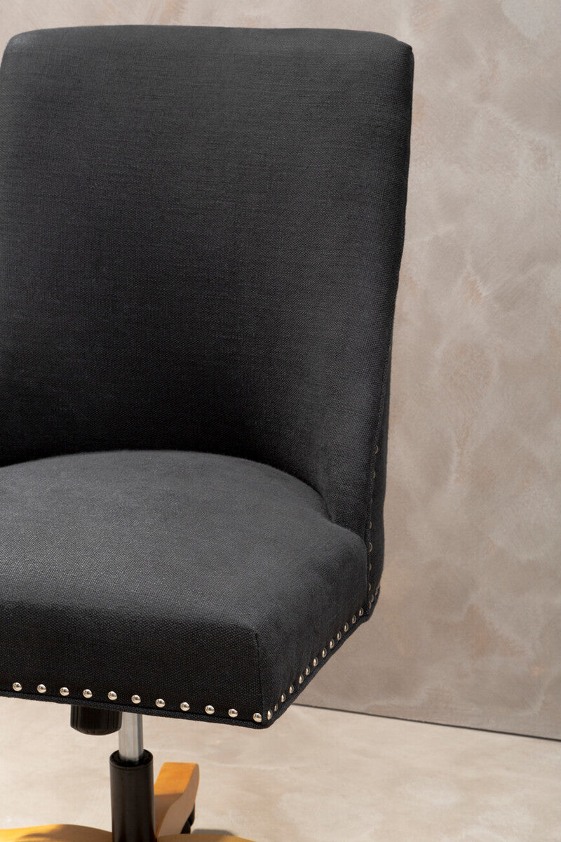 Orsina Washington Home Office Chair – Black Upholstered Swivel Seat