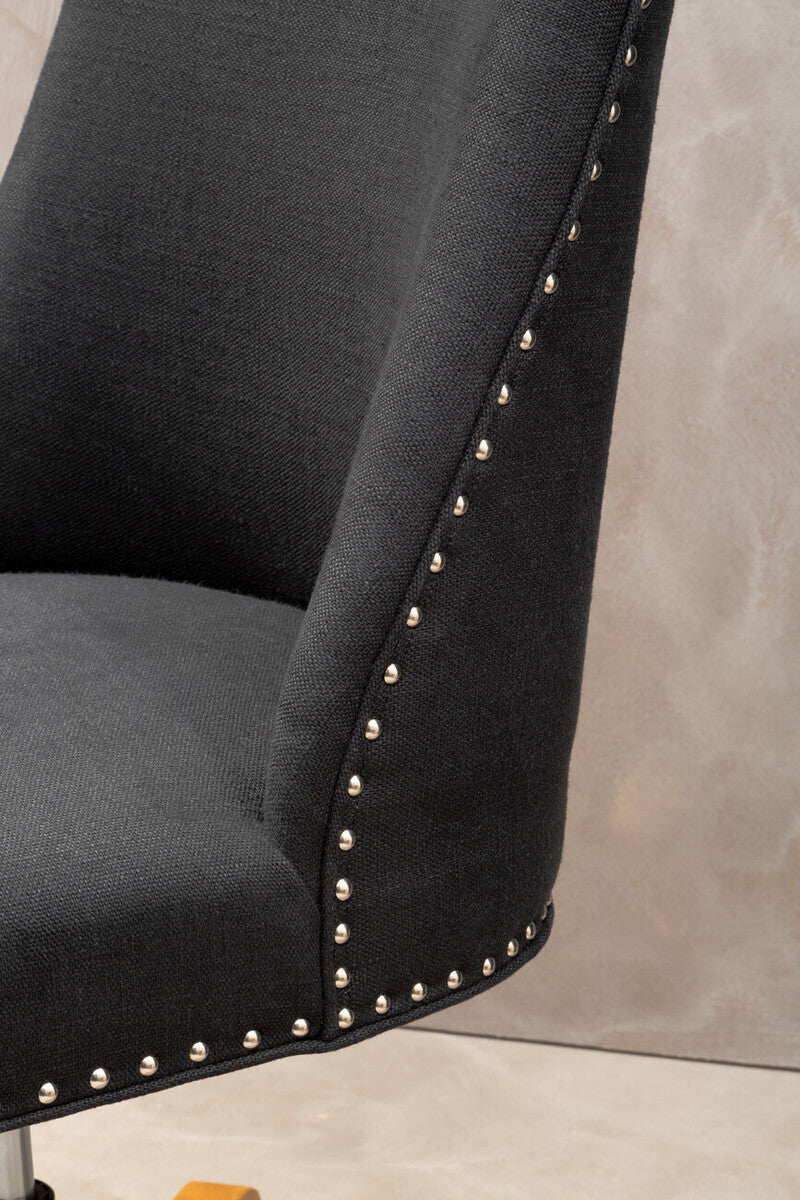 Orsina Washington Home Office Chair – Black Upholstered Swivel Seat