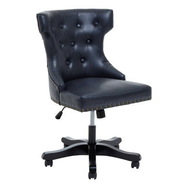 Orsina Walson Black Leather Effect Home Office Chair | Diamond Tufted