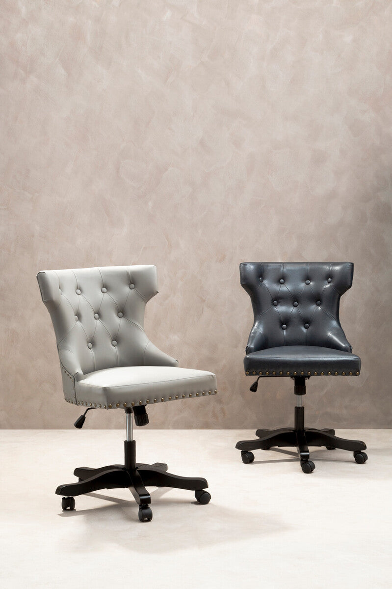 Orsina Walson Black Leather Effect Home Office Chair | Diamond Tufted
