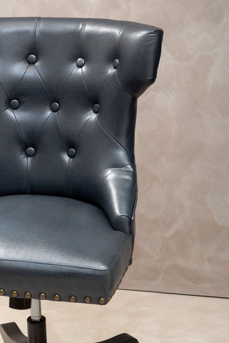 Orsina Walson Black Leather Effect Home Office Chair | Diamond Tufted