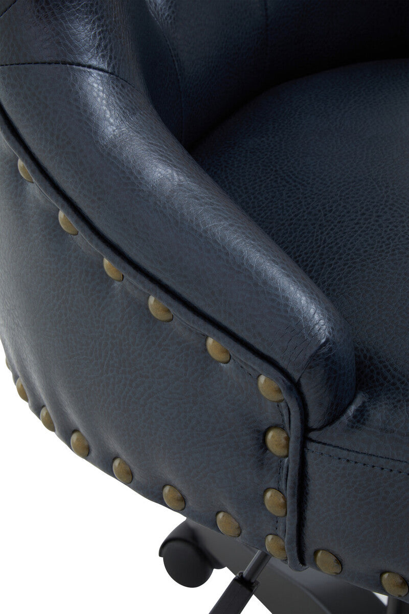 Orsina Walson Black Leather Effect Home Office Chair | Diamond Tufted