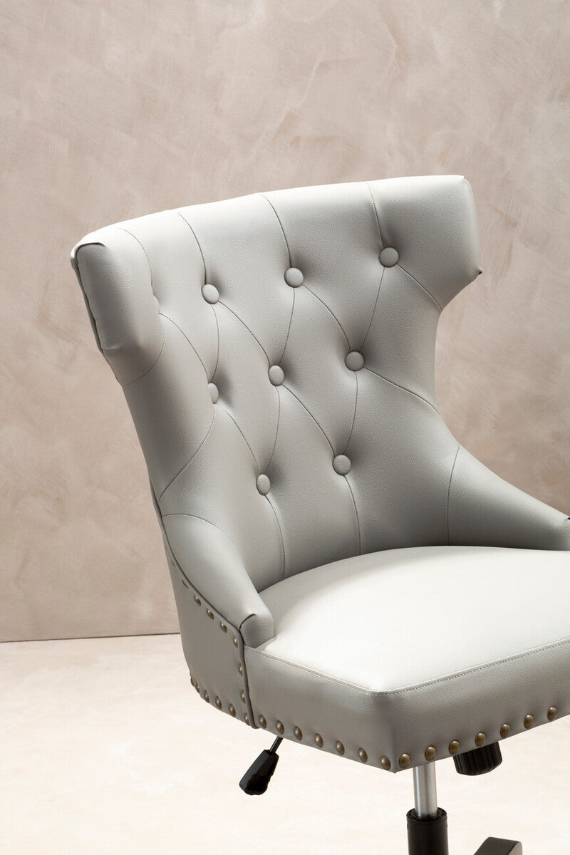 Orsina Walson Home Office Chair – Grey Leather Effect Quilted Seat