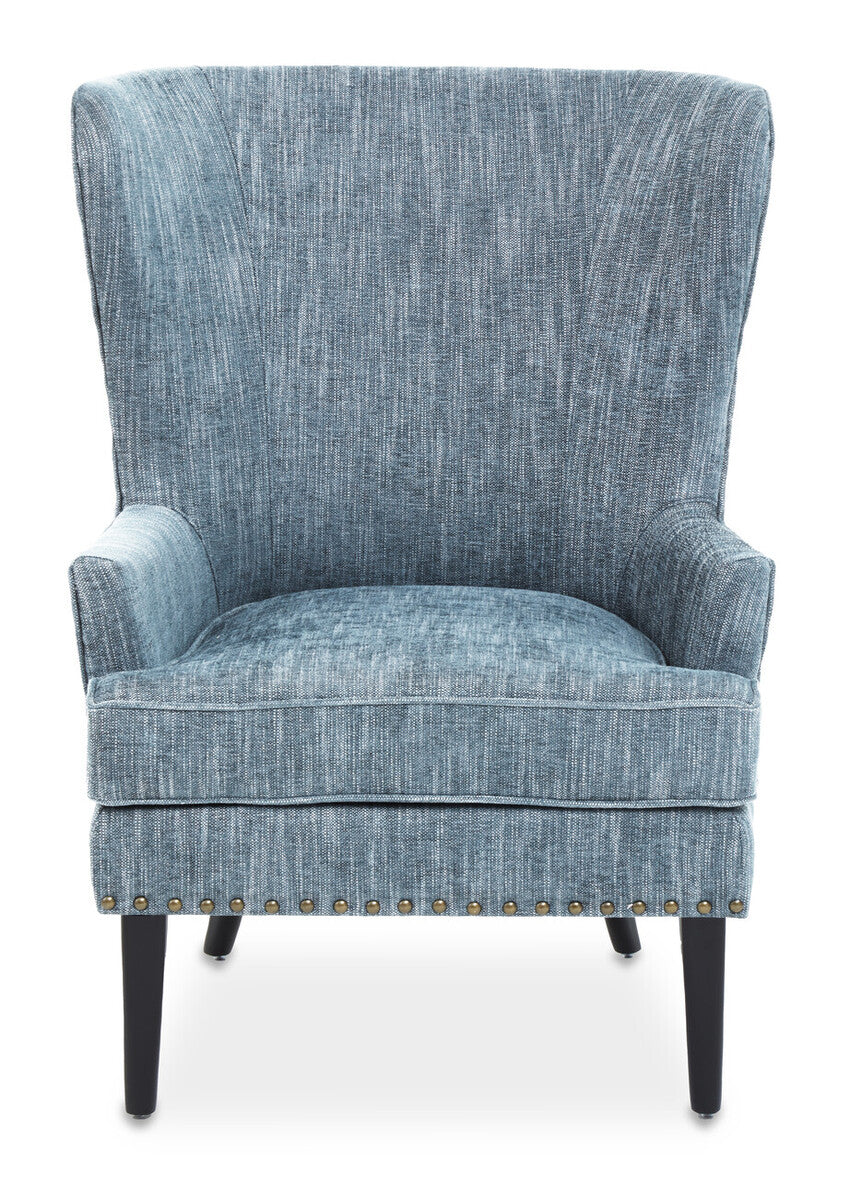 Orsina Welham Wingback Lounge Chair – Blue-Grey Mid-Century Armchair