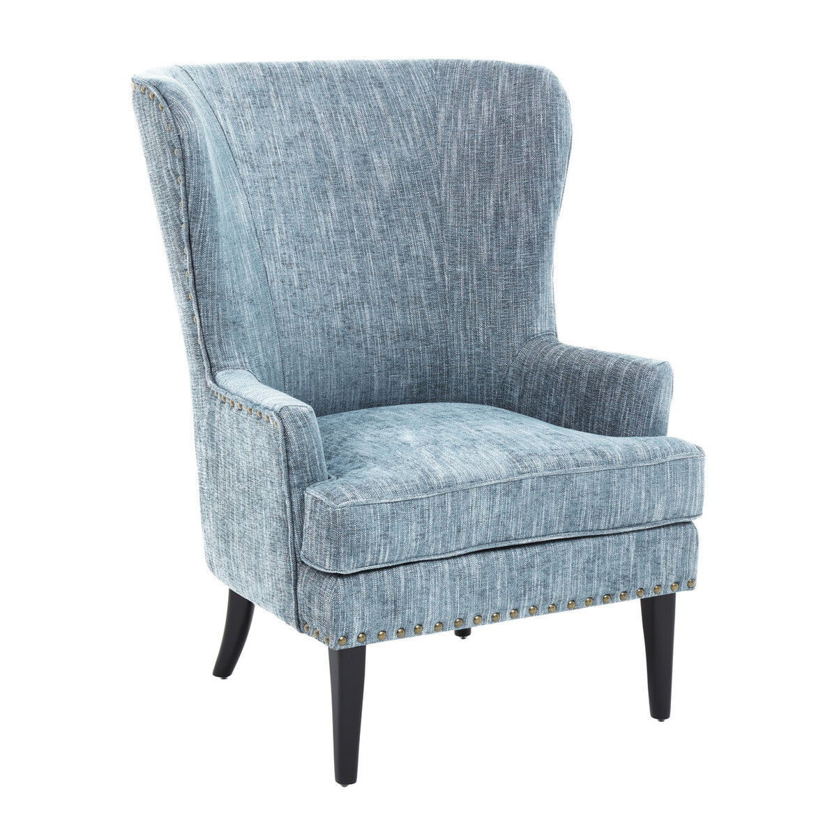 Orsina Welham Wingback Lounge Chair – Blue-Grey Mid-Century Armchair