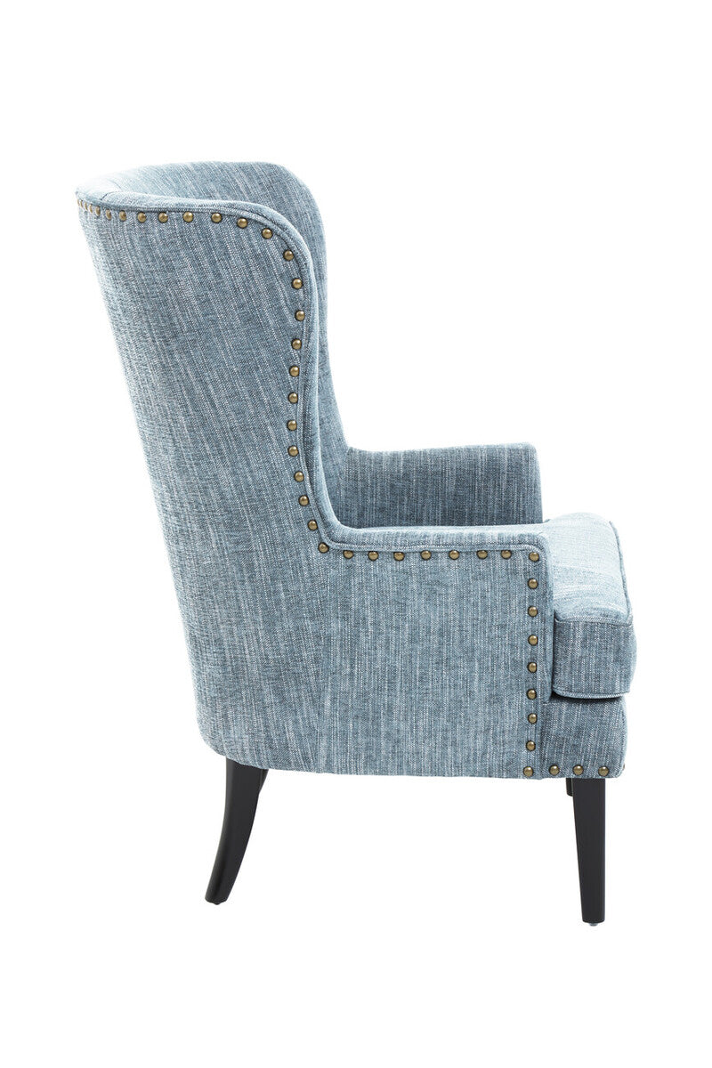 Orsina Welham Wingback Lounge Chair – Blue-Grey Mid-Century Armchair