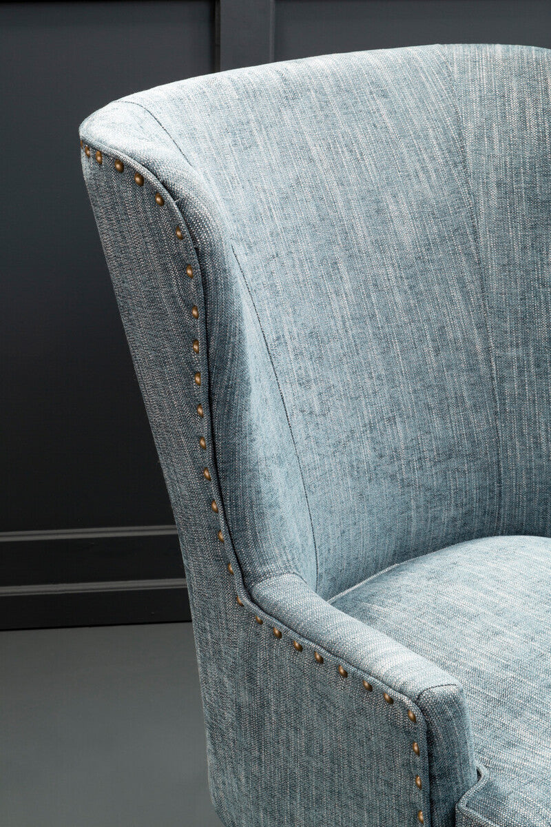 Orsina Welham Wingback Lounge Chair – Blue-Grey Mid-Century Armchair