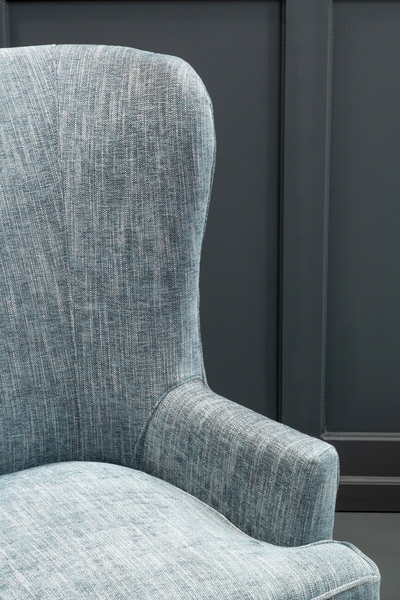 Orsina Welham Wingback Lounge Chair – Blue-Grey Mid-Century Armchair