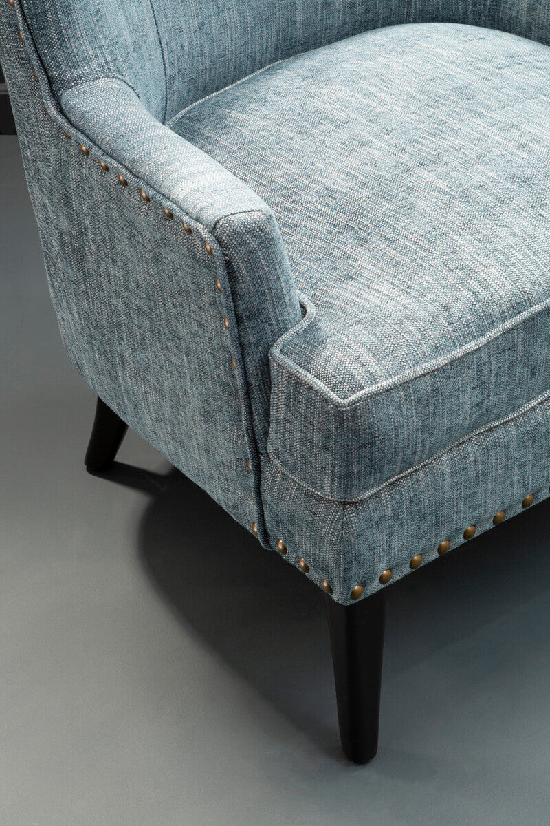 Orsina Welham Wingback Lounge Chair – Blue-Grey Mid-Century Armchair